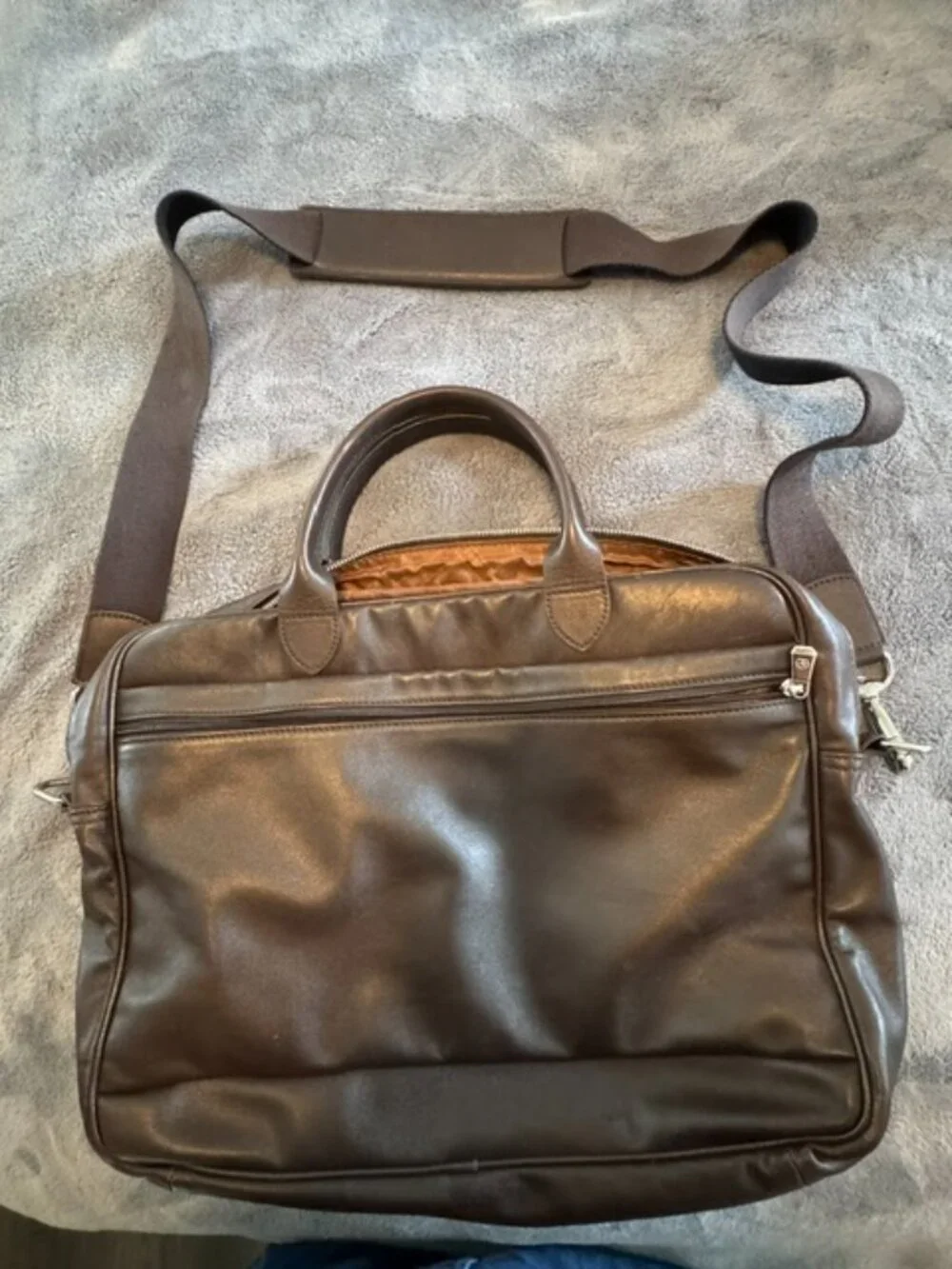 LONGCHAMP Brown Leather Briefcase Laptop Bag Messenger